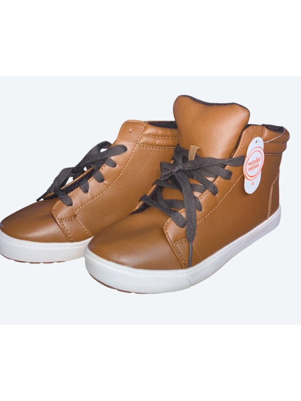 Wonder Nation Kids Brown High-Top Sneakers With Non-Marking Outsole Size Boys 4 - Picture 8 of 14
